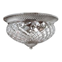 Deckenleuchte Wohnzimmerleuchte Lampe Nickel D 40,6 Cm 3 Flammig Stahl Glas