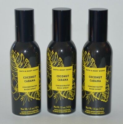 LOT OF 3 BATH & BODY WORKS COCONUT CABANA CONCENTRATED ROOM SPRAY MIST PERFUME