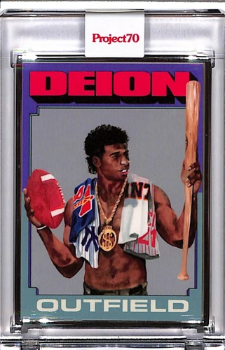 2021 TOPPS PROJECT 70 #300 DEION SANDERS by JACOB ROCHESTER AP SILVER FRAME 4/51