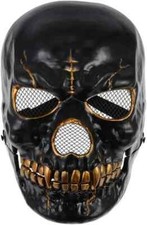 Plastic Movable Jaw Black Skull Mask