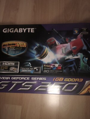 GIGABYTE GEFORCE GTS 250 OC 1GB DDR3 PCI-E GRAFIKKARTE DVI VGA HDMI #GK9505