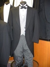 Black Cutaway Tailcoat - Peak Lapel 90024 Wool