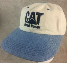 CAT Power Diesel Snapback Hat White Denim Made IN USA Caterpillar Cap