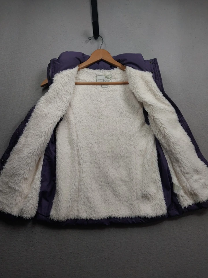 Green Tea Womens Puffer Vest Womens Small Purple Sherpa Lined Fill Zip Pockets - Image 2 of 4