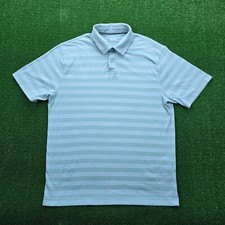 Under Armour Polo Shirt Mens Large Teal Striped Short Sleeve Performance Golf
