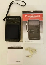 Vintage 90s Realistic AM-FM pocket radio 12-727 original box + earbud + manual
