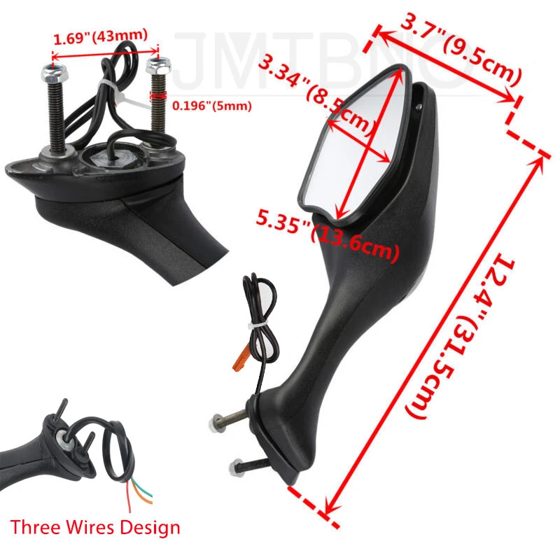 ABS Rearview Mirrors w/LED Turn Signal for Honda CBR1000RR CBR 1000 RR 2008-2019 - Image 3 of 4