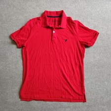 American Eagle Classic Fit Polo Shirt Mens Size L Red Short Sleeve 100 Cotton