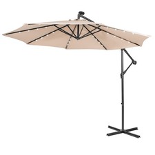 Outdoor 10' Cantilever Solar Powered 32LED Lighted Patio Offset Umbrella Beige