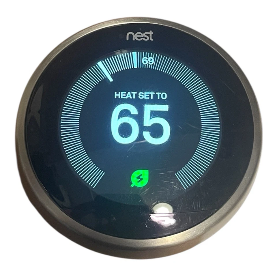 Google Nest 3rd Gen Learning Thermostat Stainless Steel (T3007ES) - Tested/Works - Image 3 of 4