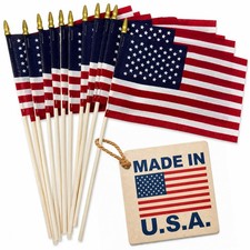 12-Pack Made in USA Small American Flags 4x6 Inch, Mini US Flags