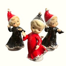 Retro Christmas Pixie Figurine set Japan Blac...