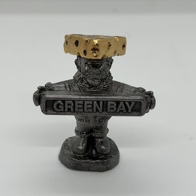 Michael Ricker Pewter Green Bay Packers Fan Figurine 1998 Cheesehead Signed