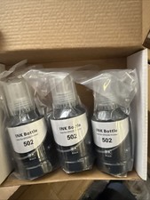 Genuine 3 Pk Epson 502 Black Ink Bottle for ET-2700 ET-2750 ET-3700 ET-3750