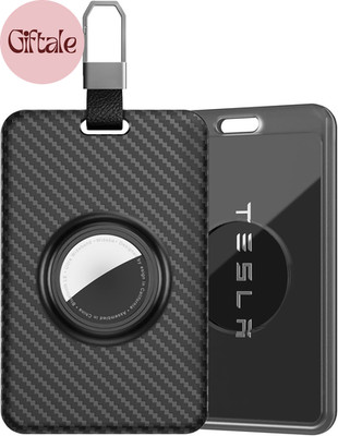 Key Card Holder for Tesla with Airtag Slot  Carbon Fiber Cover Protective Card C
