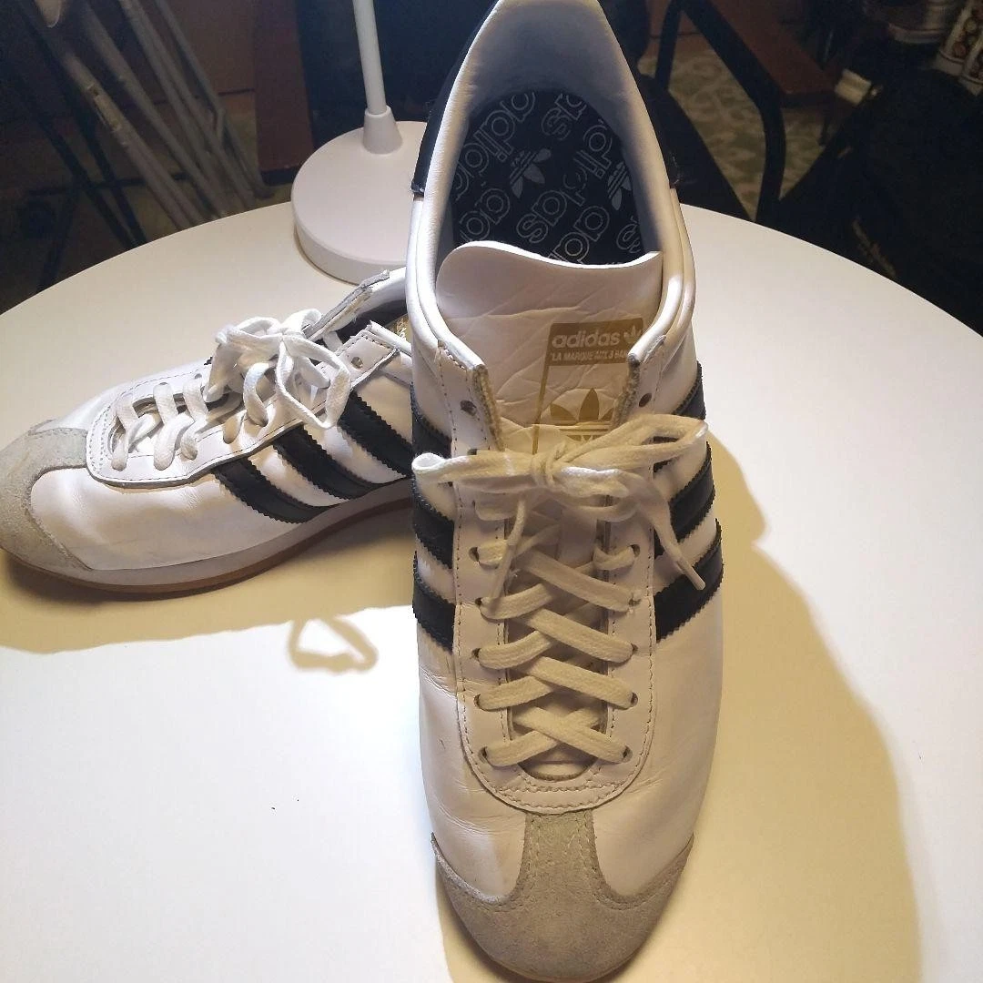 Adidas Sneakers Casual Uomo Bianco Nero Punta Scamosciata Suola in Gomma Usate