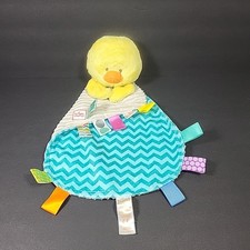 Bright Starts Lovey Duck Soft Yellow Baby Security Blanket Taggies Rattle Inside