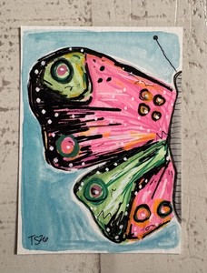 ACEO Original, Half Butterfly Wing, Watercolor Painting, 2.5x3.5 