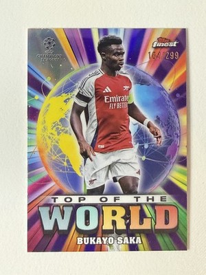Bukayo Saka 2025 Topps Finest UEFA Top of the World Purple Refractor /299
