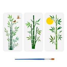 FINGERINSPIRE 3 St&uuml;ck Bambus Zeichenschablone mit Pinsel 30x15cm Mond...