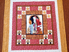 Santa Claus Christmas Quilted Throw Cotton Handmade 51" x 54" Country