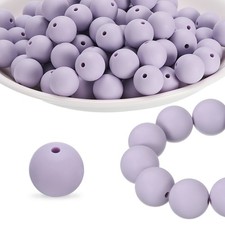 100Pcs Silicone Beads 15mm Silicone Beads Bulk for Pens Loose Round Lilac