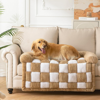 Comfy Bolster Dog Bed for Couch, Washable Non-Slip Pet Sofa Protector, X-Large