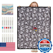 Zhoyimimi Diy Coloring Blanket For Adults Color Your Own Blanket 12 Markers