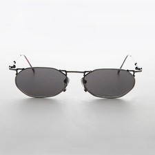 Gunmetal Victorian Goth Steampunk Vintage Sunglasses Gray Lens - Ned