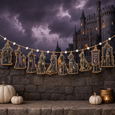 Great Dane Dog Spooky Castle Ornament Garland 6ft Halloween Decor