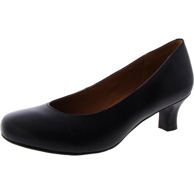 Array Womens Flatter Black Leather Kitten Heels Shoes 9 Medium (B,M) BHFO 1638