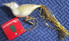Christmas Holiday Lane Ornament Gold Bird Mouth Blown Glass Clip-on NWT Germany