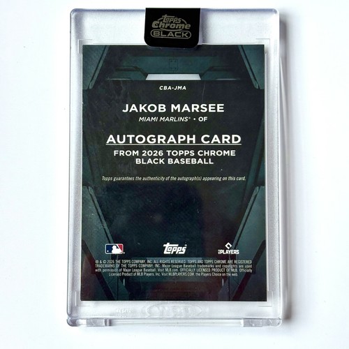 JAKOB MARSEE 2026 Topps Chrome Black Auto Orange Refractor /25 Rookie - Afbeelding 2 van 2