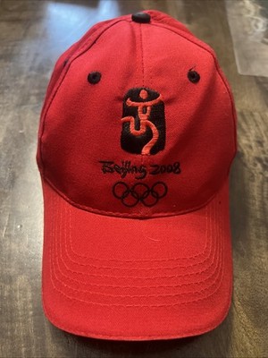 Red 2008 Beijing Summer Olympics Ball Cap, Adjustable Strap back. Embroidered