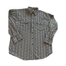 Walls Ranch Wear Western Shirt Mens Large Black Check Snap Up Pockets Cowboy