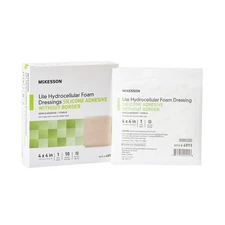 McKesson Lite Thin Foam Dressing 4 x 4" Square No Border 10 per Box