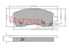 METZGER Bremsbeläge Satz Vorne für SUBARU IMPREZA Station Wagon (GG) 1170607
