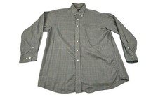 Jos A Bank Gray Orange Grid Line Long Sleeve Button Down Dress Shirt Men Size L