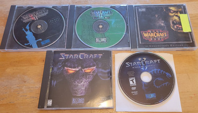 Lot of 7 PC Games Disc Lot Expansion Packs Starcraft 1/2 & Warcraft & Expansions