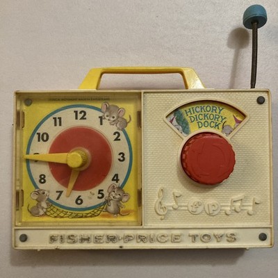 Vintage Fisher Price 1964 Hickory Dickory Dock Wind-up Musical Clock Radio TV