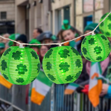 St. Patrick's Day Waterproof Shamrock Lantern Lights, 10 Count, 9.4 FT