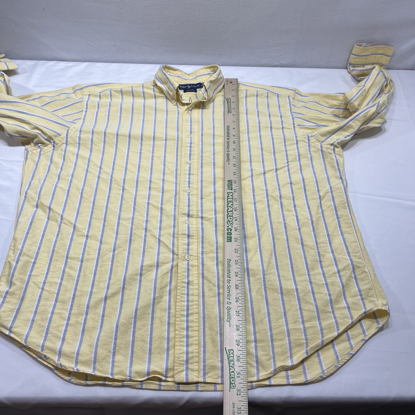Vintage Ralph Lauren Blake Shirt Mens XL Yellow Blue Button Down Striped -Stains thumbnail 5