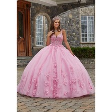 Pink Quinceanera Dresses Ball Gown V-Neck Applique Crystal With Detachable Skit