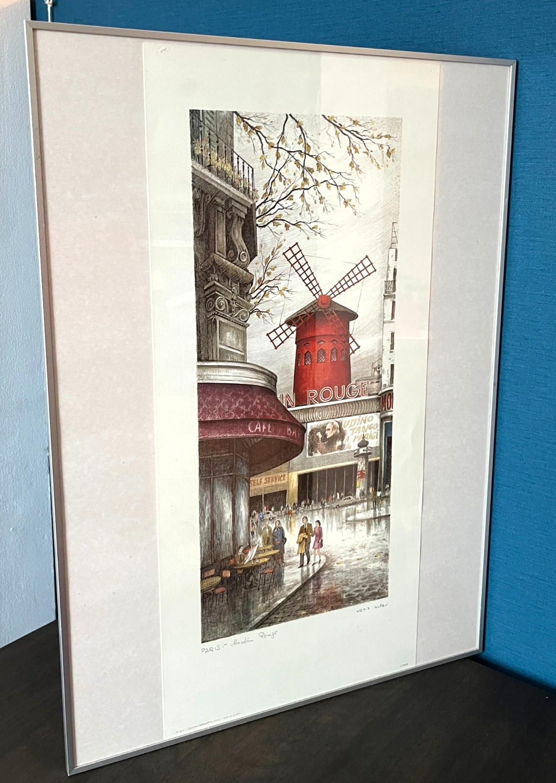 1974 Paris Moulin Rouge Print Ortiz Alfau Editions Krisarts Framed French Art image 8