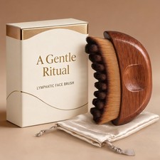 Lymphatic Contour Face Brush Wooden Face Brush for Lymphatic Drainage Facia...