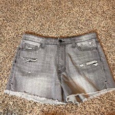 Vervet Distressed Denim Shorts High-Rise Frayed Hem Gray Wash Size 29