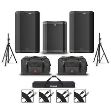 Harbinger VARI V4415 15" Powered Speakers Package w/Sub/Stands/Bags/Cables