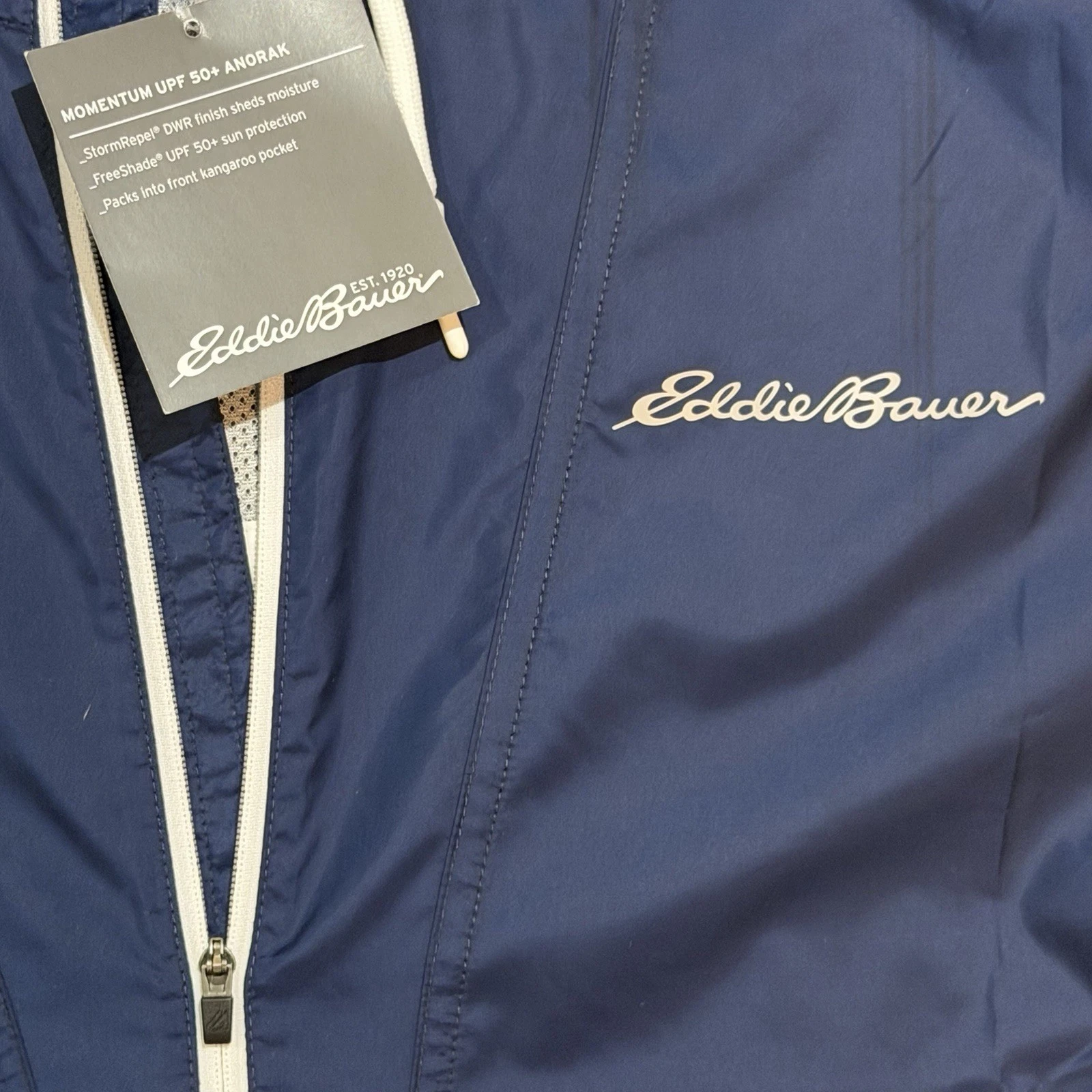 Eddie Bauer Momentum UPF 50+ Anorak Men’s L Hooded Windbreaker NWT