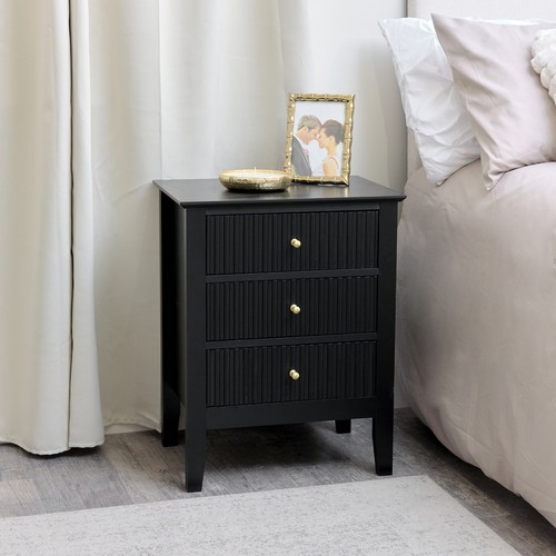 Cajonera con 3 cajones y par de mesitas de noche - Gama Hales Black - Imagen 3 de 4