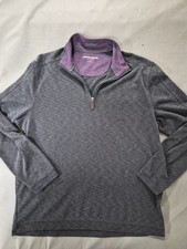 Johnston  Murphy Men  s Large Gray Quarter Zip Pullover Sweater 1/4 Zip